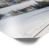 Klein alpine dorp in sneeuwfotoprint foto afdruk (Hoek)