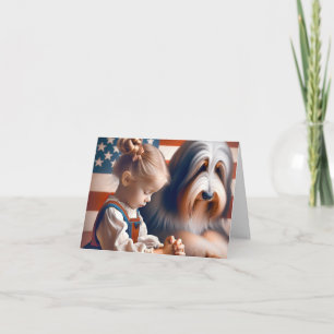 Klein Amerikaans Meisje Bidden Kaart