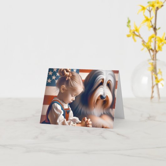 Klein Amerikaans meisje dat bidt Kaart (Gele Bloem)