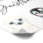 Klein Arctisch Baby shower Guestbook Poster (Hoek)