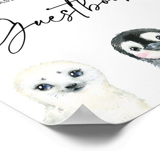 Klein Arctisch Baby shower Guestbook Poster (Hoek)