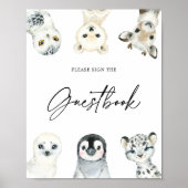 Klein Arctisch Baby shower Guestbook Poster (Voorkant)