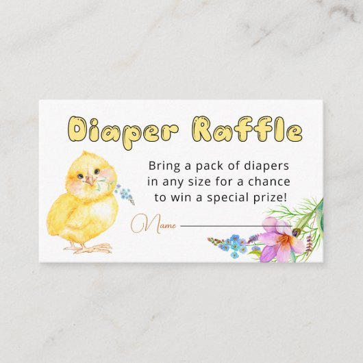 Klein Baby shower diapluraffle behuizing C Informatiekaartje (Voorkant)