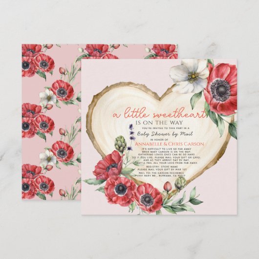 Klein Baby shower met slice-hout per post I Kaart (Voorkant / Achterkant)