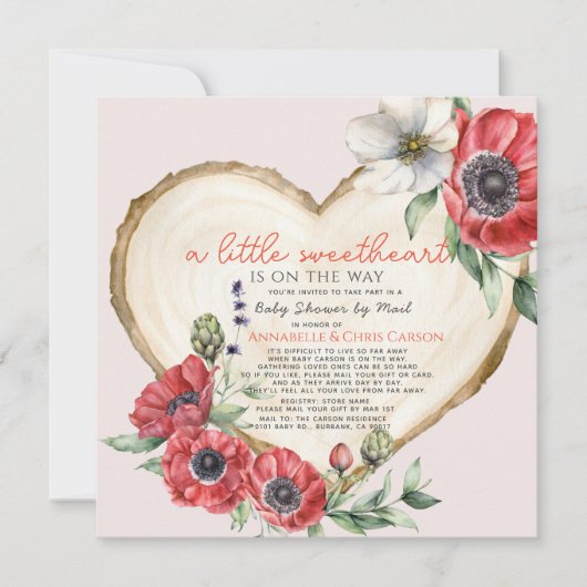 Klein Baby shower met slice-hout per post I Kaart (Voorkant)