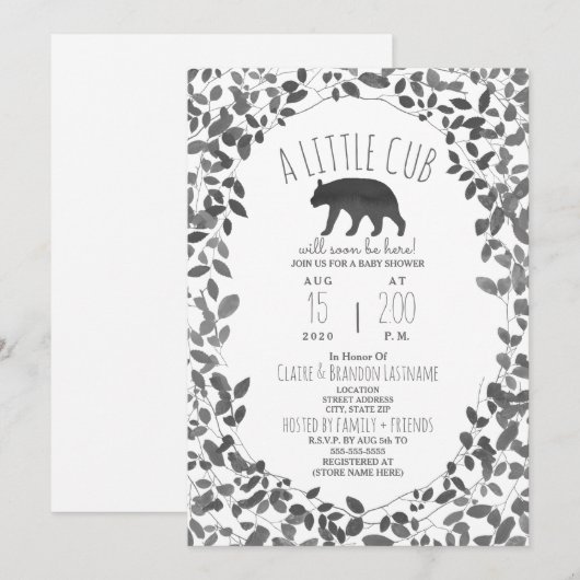 Klein Baby shower met snijkop zwart/wit Kaart (Voorkant / Achterkant)