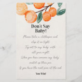 klein baby shower zegt geen baby spel (Voorkant)