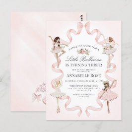 Klein Ballerina Meisje Ballet Verjaardagsuitnodigi Briefkaart