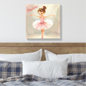 Klein balletmeisje in roze tutu gepersonaliseerd canvas afdruk (Insitu (Slaapkamer))