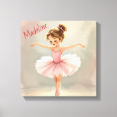 Klein balletmeisje in roze tutu gepersonaliseerd canvas afdruk (Voorkant)