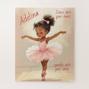 Klein balletmeisje in roze tutu gepersonaliseerd legpuzzel