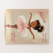 Klein balletmeisje in roze tutu gepersonaliseerd legpuzzel (Horizontaal)