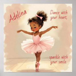 Klein balletmeisje in roze tutu gepersonaliseerd poster