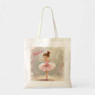Klein balletmeisje in roze tutu gepersonaliseerd tote bag