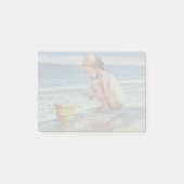 Klein beachcomber meisje met gele emmer post-it® notes (Voorkant)
