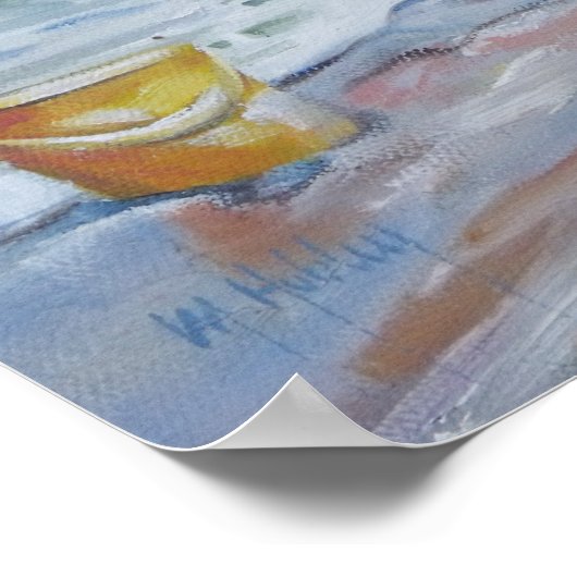 Klein beachcomber meisje met gele emmer poster (Hoek)