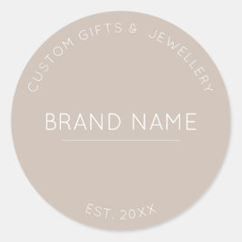 Klein Bedrijf aangepaste moderne grijze Merknaam Ronde Sticker
