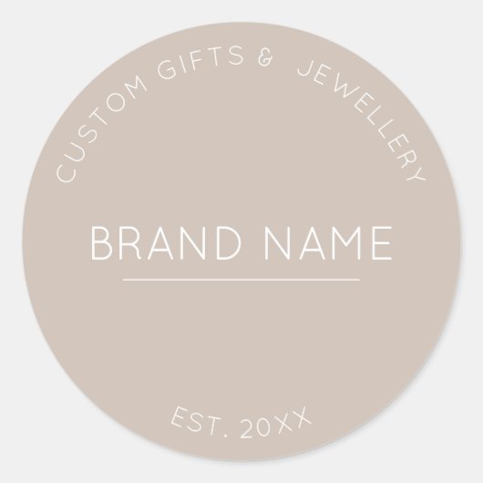 Klein Bedrijf aangepaste moderne grijze Merknaam Ronde Sticker (Voorkant)
