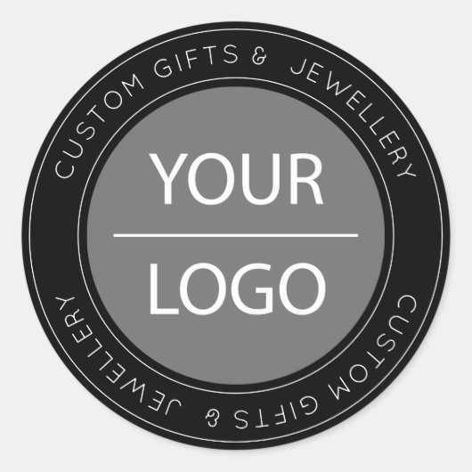 Klein Bedrijf aangepaste moderne zwarte aangepaste Ronde Sticker (Voorkant)