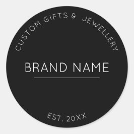 Klein Bedrijf aangepaste moderne zwarte Merknaam Ronde Sticker