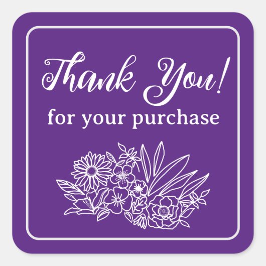 Klein bedrijf Bloem Dank u Vierkante Sticker (Voorkant)