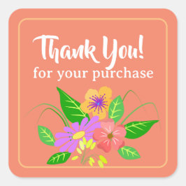 Klein bedrijf Bloem Dank u Vierkante Sticker