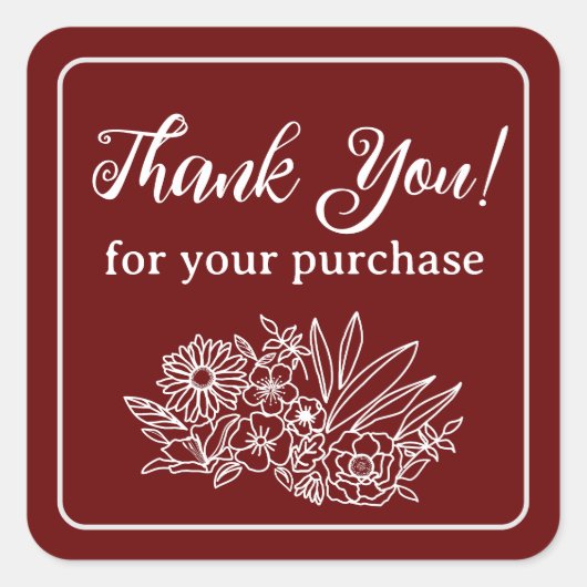 Klein bedrijf Bloem Dank u Vierkante Sticker (Voorkant)