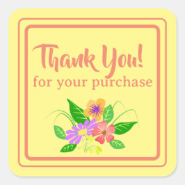 Klein bedrijf Bloem Dank u Vierkante Sticker