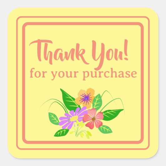 Klein bedrijf Bloem Dank u Vierkante Sticker (Voorkant)
