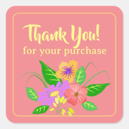 Klein bedrijf Bloem Dank u Vierkante Sticker