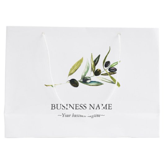Klein bedrijf boodschappentassen Waterverf Olijfze Groot Cadeauzakje (Achterkant)