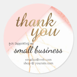 Klein Bedrijf Dank u Goud Roze Gepersonaliseerd Ronde Sticker