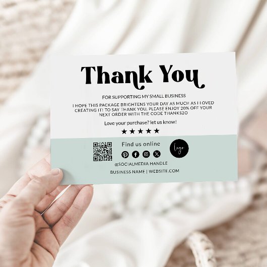 Klein bedrijf Dank u kaart afdrukbaar