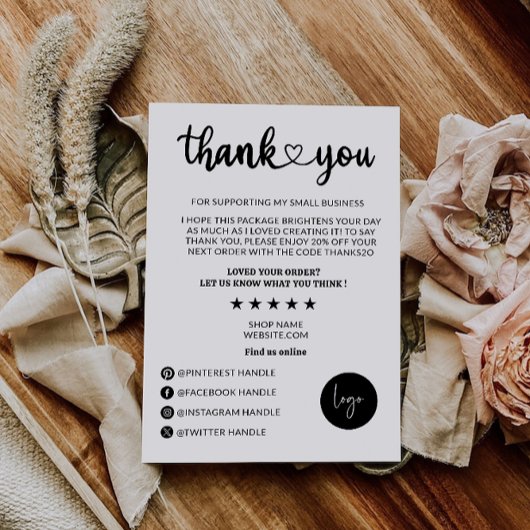 Klein bedrijf Dank u kaart afdrukbaar