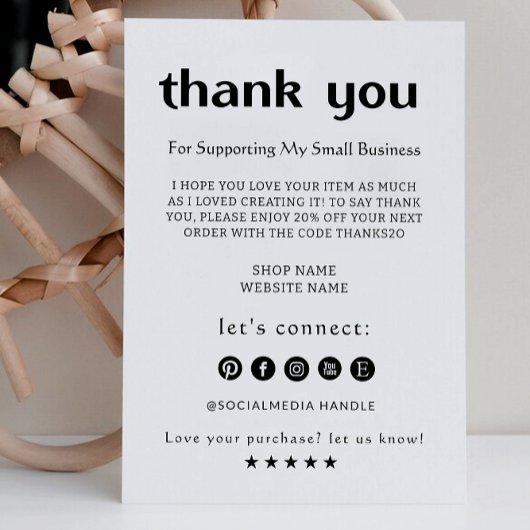 Klein bedrijf Dank u kaart afdrukbaar