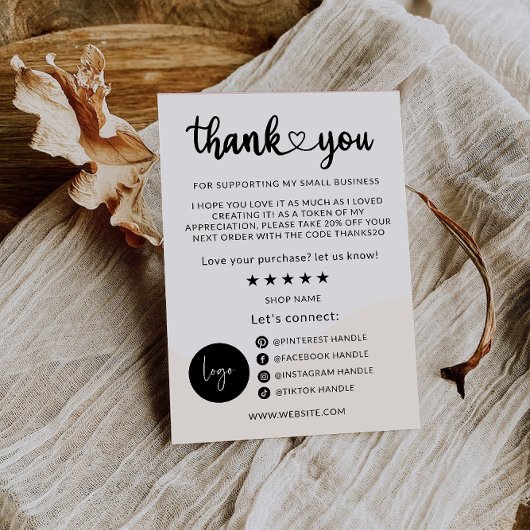 Klein bedrijf Dank u kaart afdrukbaar