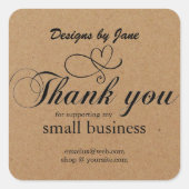 Klein Bedrijf Dank u Kraft Gepersonaliseerd Sticke Vierkante Sticker (Voorkant)