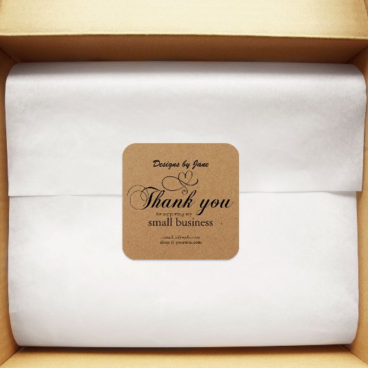 Klein Bedrijf Dank u Kraft Gepersonaliseerd Sticke Vierkante Sticker