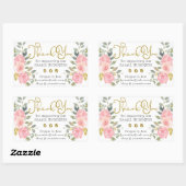 Klein Bedrijf Dank u Logo Blush Roze Bloemen Rechthoekige Sticker (Vel)