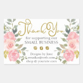 Klein Bedrijf Dank u Logo Blush Roze Bloemen Rechthoekige Sticker (Voorkant)