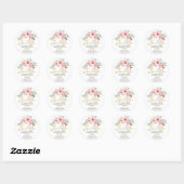 Klein Bedrijf Dank u Logo Blush Roze Bloemen Ronde Sticker (Vel)
