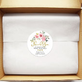 Klein Bedrijf Dank u Logo Blush Roze Bloemen Ronde Sticker