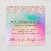 Klein Bedrijf Dank u Roos Gouden Glitter Regenboog Vierkante Visitekaartje (Achterkant)