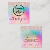 Klein Bedrijf Dank u Roos Gouden Glitter Regenboog Vierkante Visitekaartje (Voorkant / Achterkant)