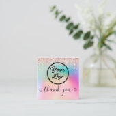 Klein Bedrijf Dank u Roos Gouden Glitter Regenboog Vierkante Visitekaartje (Staand voorkant)