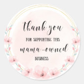 Klein bedrijf Dank u Sticker, Mama bezat Ronde Sticker (Voorkant)