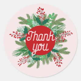 Klein bedrijf Dank u Vakantie krans rood roze Ronde Sticker