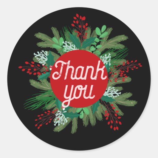 Klein bedrijf Dank u Vakantie krans rood roze Ronde Sticker (Voorkant)