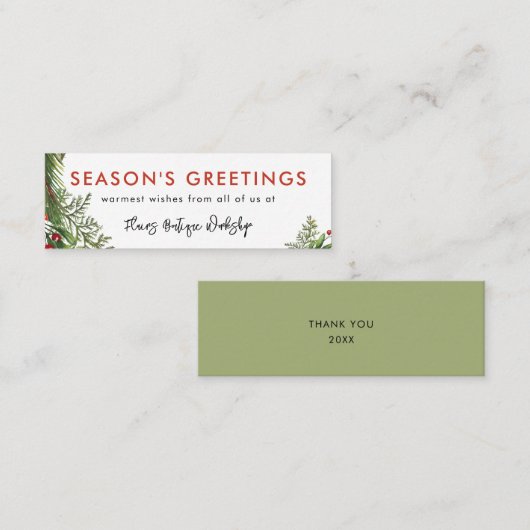 Klein bedrijf Kerstmis Feestelijke krans Mini Visitekaartje (Voorkant / Achterkant)