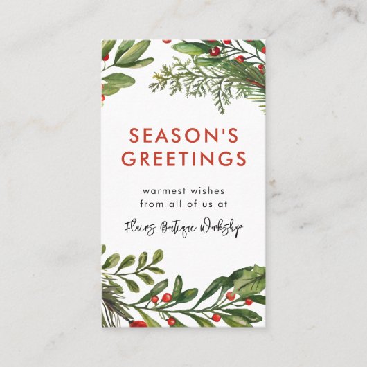 Klein bedrijf Kerstmis Feestelijke krans Visitekaartje (Voorkant)
